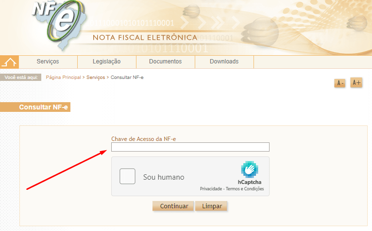 Consulta de Notas Fiscais no Site da Fazenda